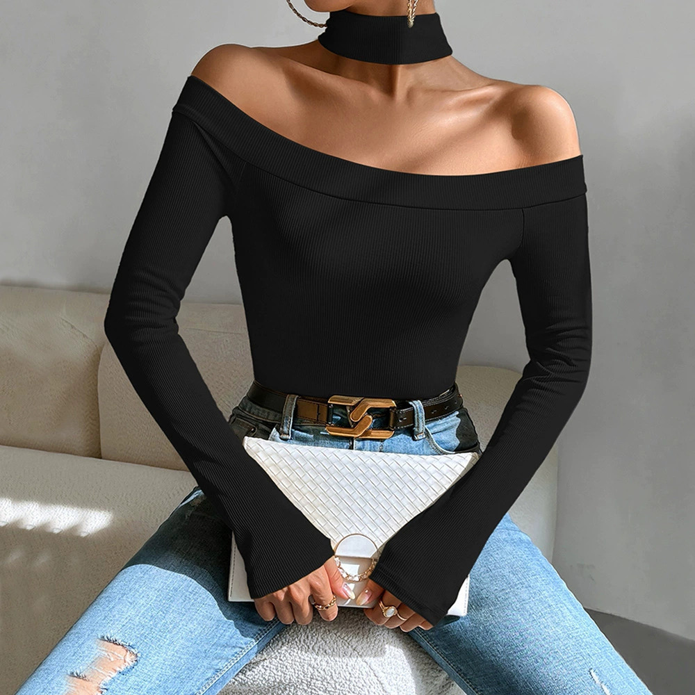 ZARA Fall Winter Sexy Off Shoulder Bodycon Knit Long Sleeve Top